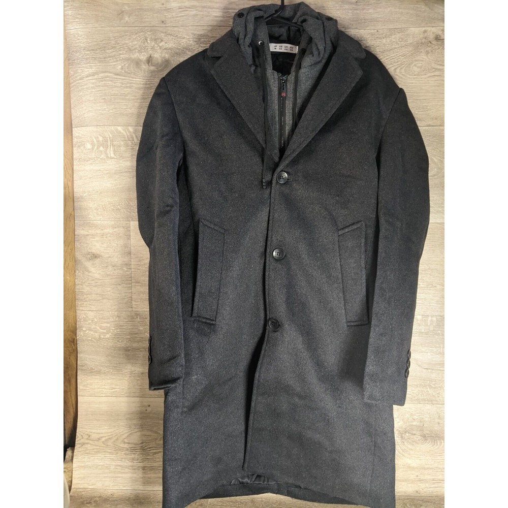 BOJIN Mens Trench Coat Wool Blend Top Pea Coat Winter Long Single Breast